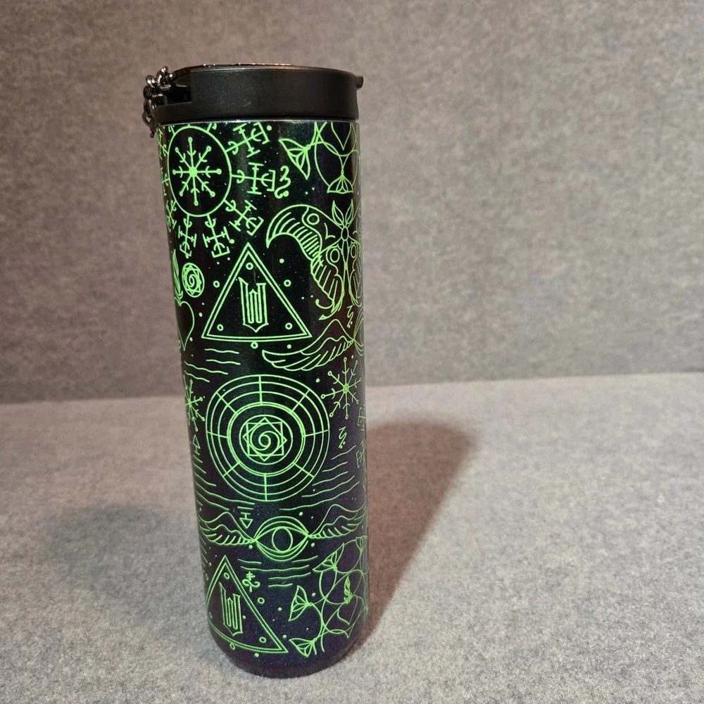New Starbucks Wicked Elphaba‎ Vacuum Insulated Tumbler 16oz Green Black Glow